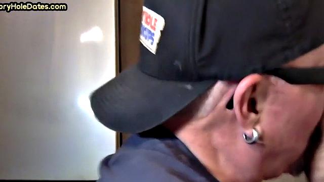 Gloryhole BJ - Daddy sucks hard dick in homemade sex