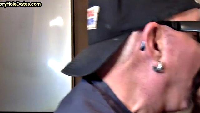 Gloryhole BJ - Daddy sucks hard dick in homemade sex