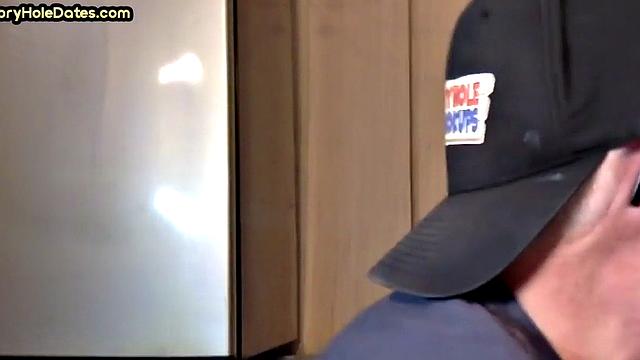 Gloryhole BJ - Daddy sucks hard dick in homemade sex