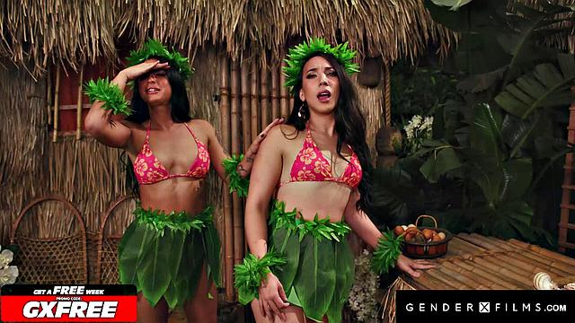 [I Found An Island with Exotic Woman, THEY ALL HAVE DICKS!] - Khloe Kay, Kasey Kei - GenderXFilms