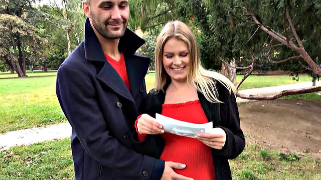 Pregnant wife gets a hand in the kitty while husband's away