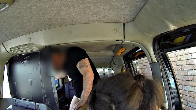 Lucky taxi driver gives two hot babes a ride and fucks both of them in leather