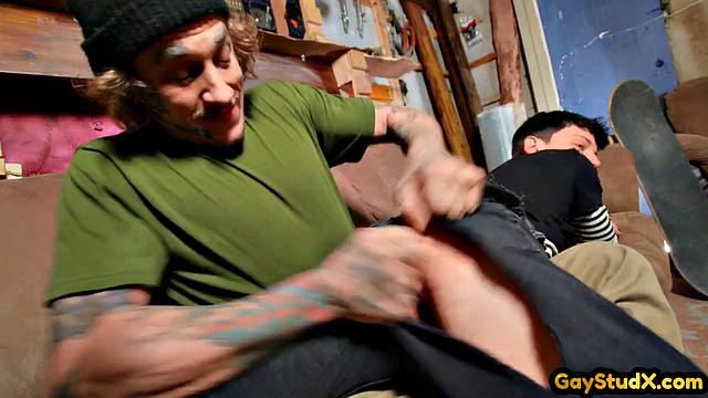 Ink Maledom gives spanking to skater boy