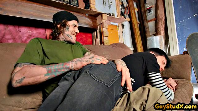 Ink Maledom gives spanking to skater boy