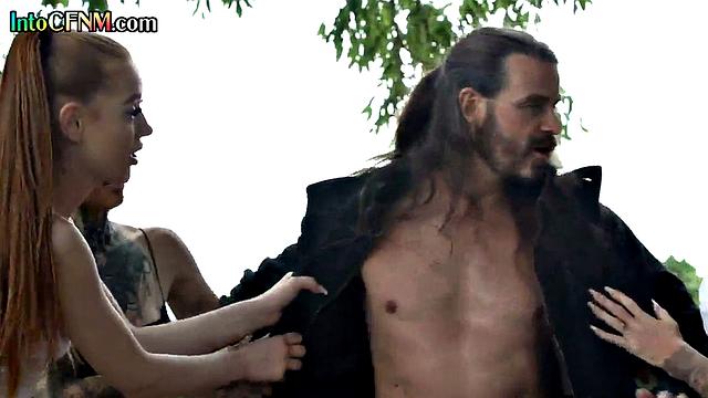 CFNM sluts deepthroating lucky guy's dick