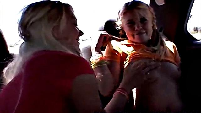 Little Summer playing and sucking nipples on car