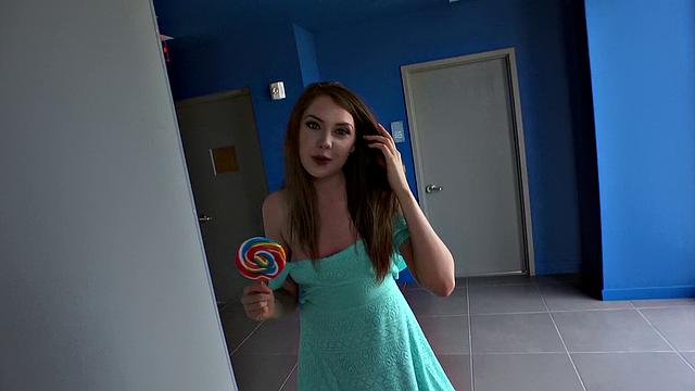 Petite Russian Cutie Licks Lollipop & Takes it Doggy in the Kitchen