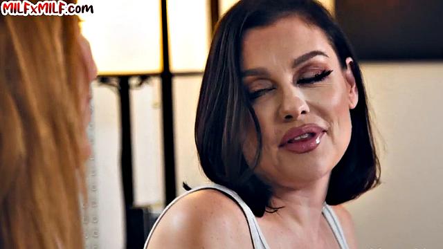 Busty ginger MILF licking lez GF