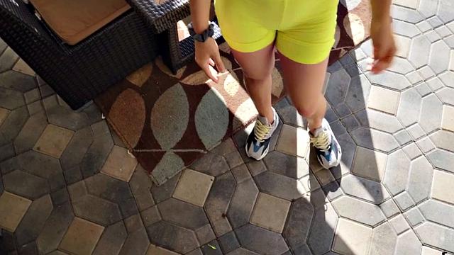 Blonde teen with a trimmed pussy rides a big cock while her boyfriend is out