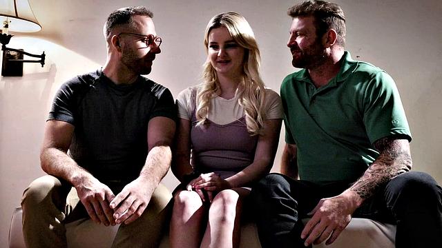 Cute Teen Eliza Eves Has A Wild Threesome With Two Older Men