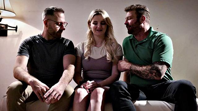 Cute Teen Eliza Eves Has A Wild Threesome With Two Older Men