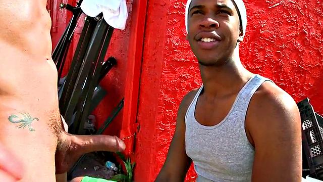 Amateur Black thug fucked outdoors in public place