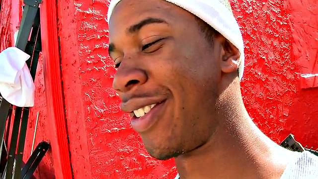 Amateur Black thug fucked outdoors in public place