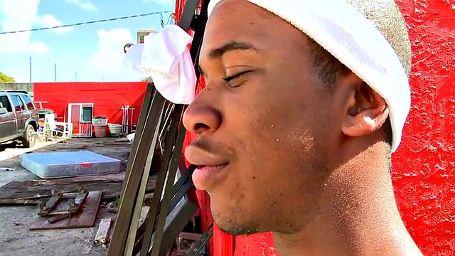 Amateur Black thug fucked outdoors in public place