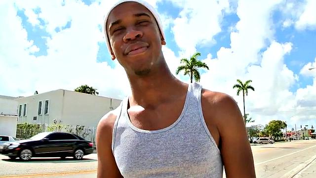 Amateur Black thug fucked outdoors in public place