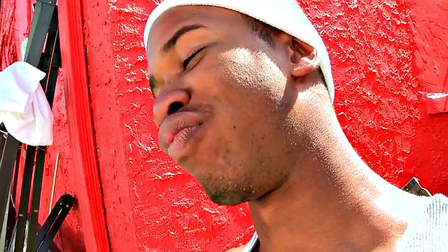 Amateur Black thug fucked outdoors in public place