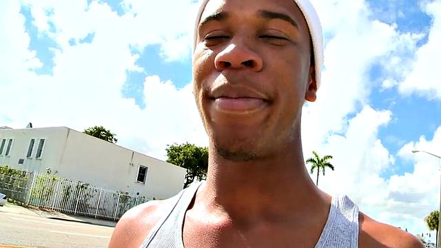 Amateur Black thug fucked outdoors in public place