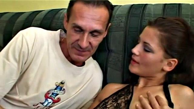 Teen blows grandpa's cock eagerly