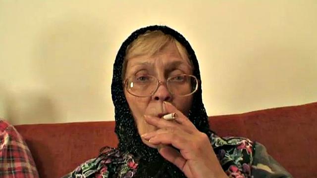 Teen rides old man in a three-way