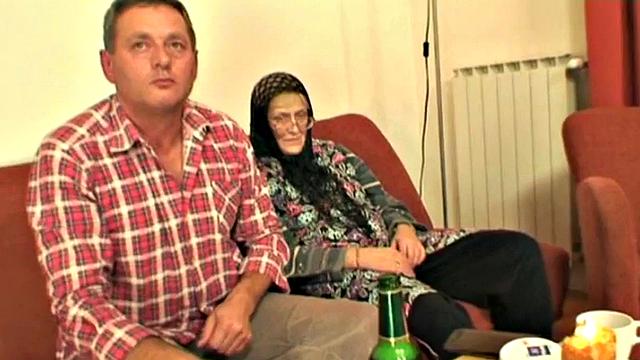 Teen rides old man in a three-way