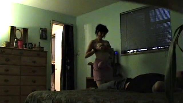 Mature MILF Shows Off Her Fake Tits And Blows Plumber's Cock