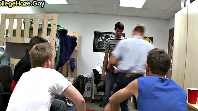 Str8 stud hazed in dormitory for voyeuristic fraternity