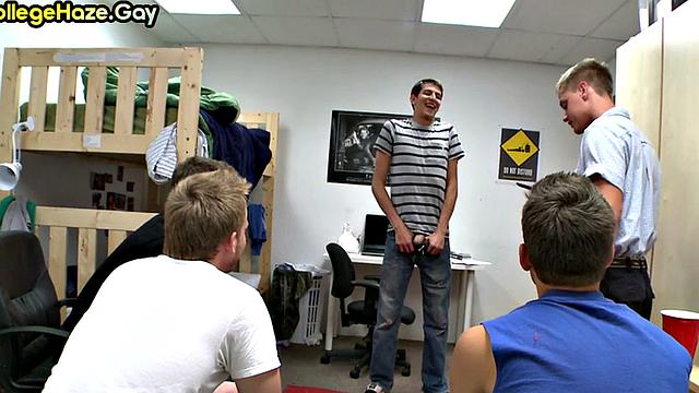 Str8 stud hazed in dormitory for voyeuristic fraternity