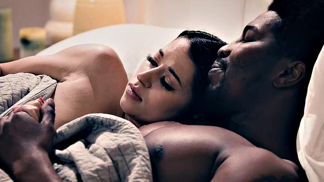 Hairypussy babe banged by her lover on the couch