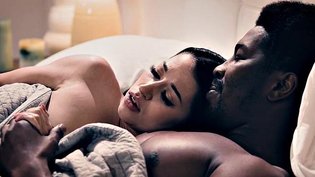 Hairypussy babe banged by her lover on the couch