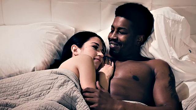 Hairypussy babe banged by her lover on the couch