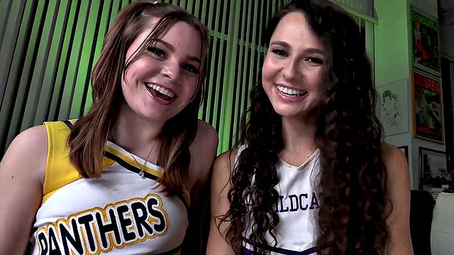 POV amateur cheerleader 3some assfucked in butt