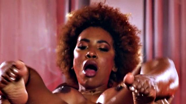 Squirting ebony bosomy MILF fucked and mouthjizzed