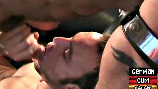 Amateur German sucks hard cocks in homemade 3some