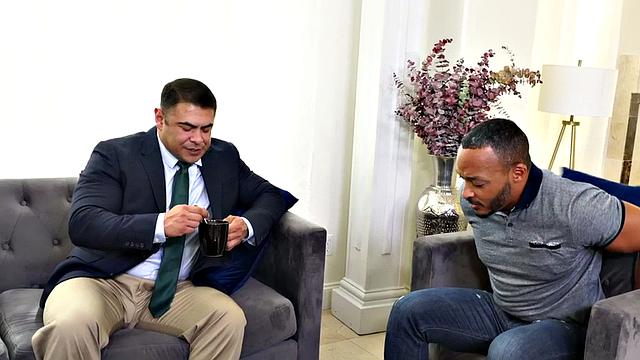 Mesmerized black hunk barebacks massive bottom in ass