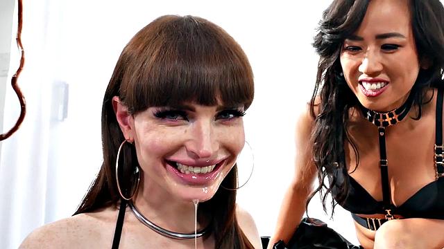 Gaping trans anally plowed with strapon