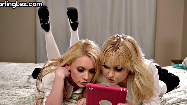 College sweethearts scissoring after class