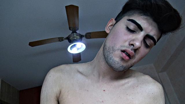 latin guy takes cock at home and rides until he cums