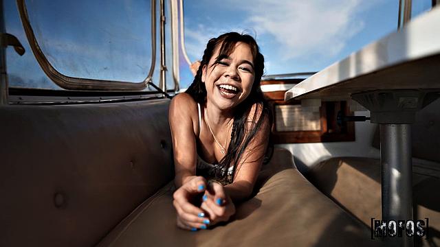 Gymnast Shows Tricks on the Boat