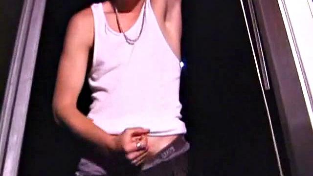 Not content with sitting while he jacks off, Lance teases the neighbors by standing on the roof outside his bedroom window to give everyone a show. Then he finishes by blowing his load onto the floor of his bedroom.