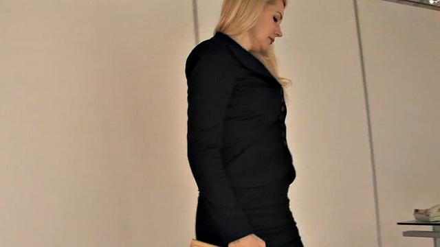 Whipping CFNM Domina Trampling Sub in Office