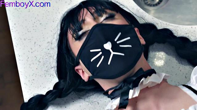 Cosplaying housekeeper bottomed