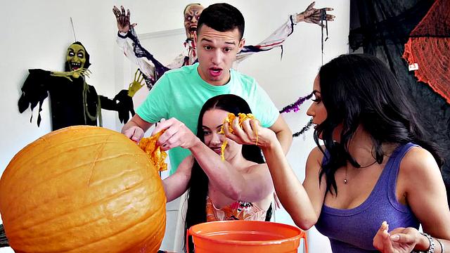 Stepson licks and fucks busty stepmom in her trimmed pussy, wearing a smile!