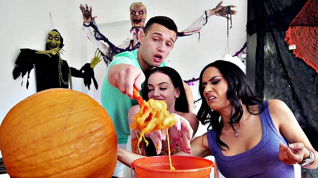 Stepson licks and fucks busty stepmom in her trimmed pussy, wearing a smile!