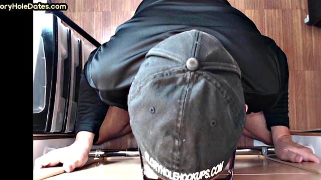 Gloryhole DILF eats cum after sucking cock in private vid