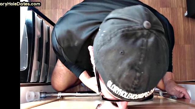 Gloryhole DILF eats cum after sucking cock in private vid