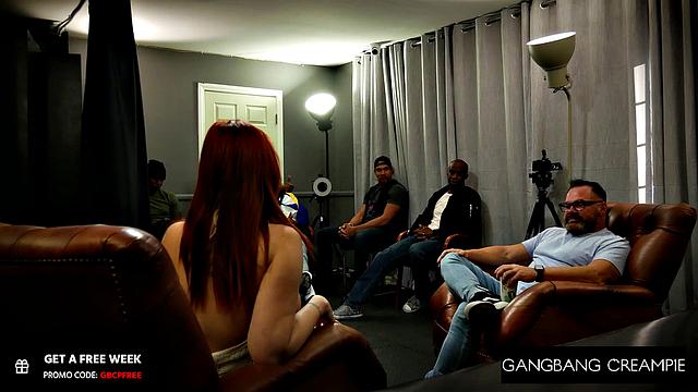 GangbangCreampie - Redhead Milf Gets Titty Fucked, Deepthroated & Gangbanged Hard