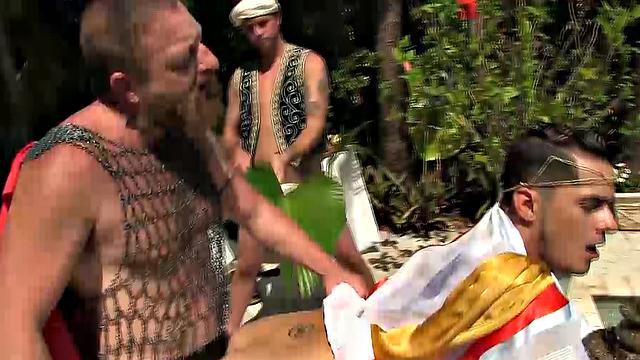 The Roman Orgy Begins - A roman feast as Cesar Xes celebrates the victories of Maximus, leader of the Roman Armies return from War. Maximus sets out to spill his seed in the Emperor, while Senator Sextus takes hold of a slave.