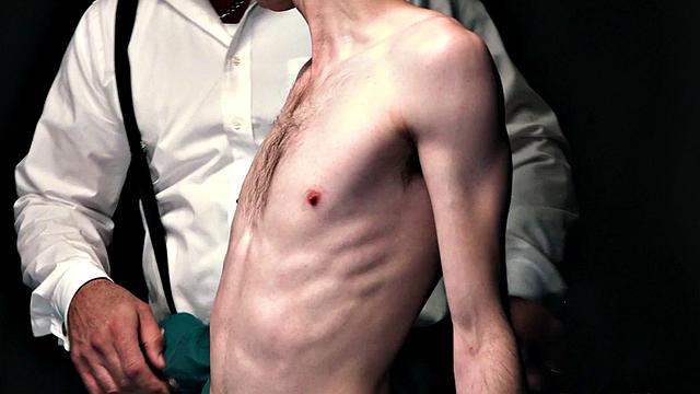 Obedient skinny twink toyed by dominant DILF with dildo