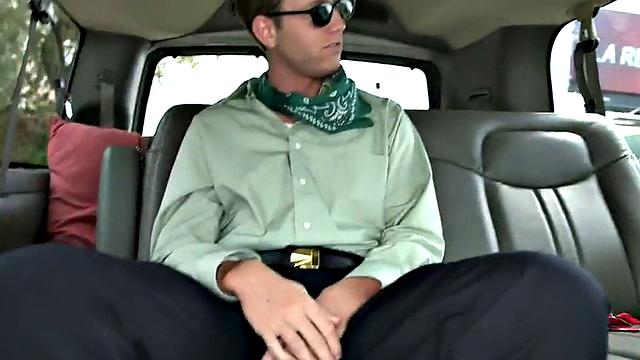 Str8 amateur gets cumshot in public van outdoor