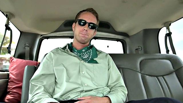 Str8 amateur gets cumshot in public van outdoor